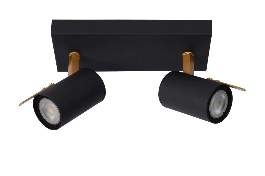 Lucide GRONY - Plafondspot - LED Dim to warm - GU10 - 2x5W 2200K/3000K - Zwart - uitgezet